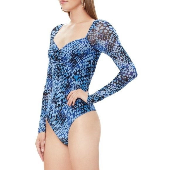 AFRM Thong Bodysuit The Romy Python Top Size S NWT - Picture 2 of 15